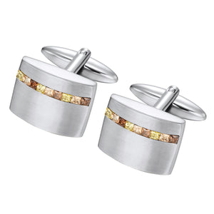 Stainless Steel Champagne CZ cuff links