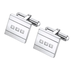 Stainless Steel Square Princess Cut CZ cuff links