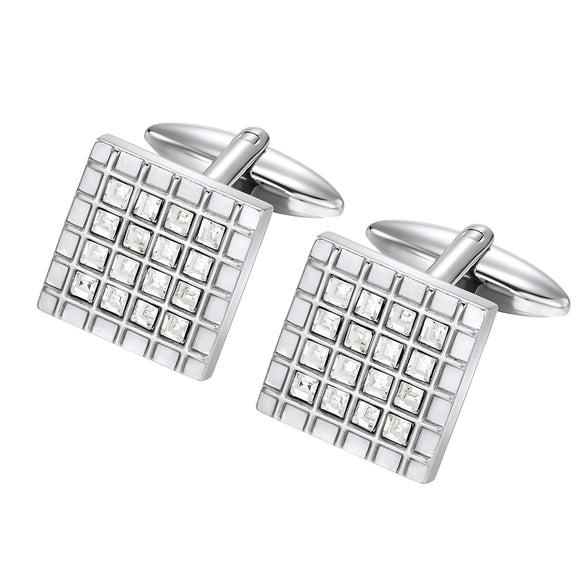 Stainless Steel Square CZ cuff links