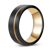 Black tungsten band with gold accent