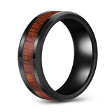 Wood Grain Black Tungsten Ring
